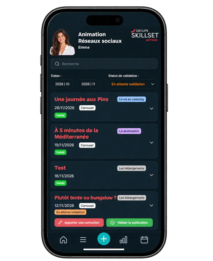 iPhone avec interface Animation Réseaux sociaux